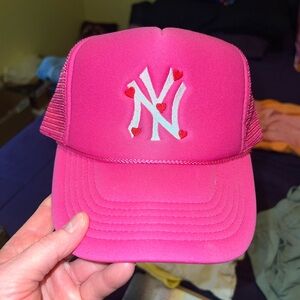 Pink and White with Hearts Trucker Hat